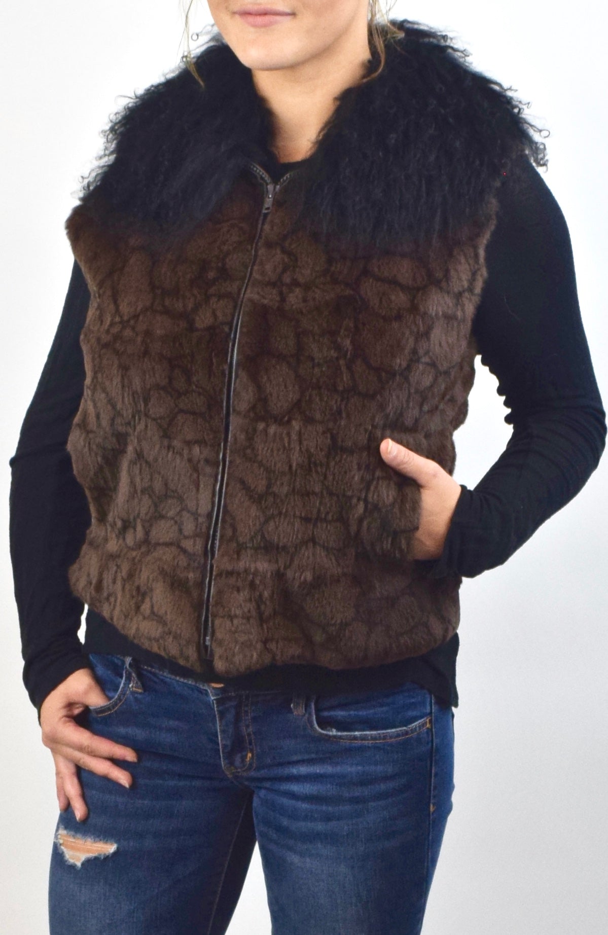 Mongolian Lamb & Rabbit Fur Vest/Gilet (Dyed) – Minkas Furs